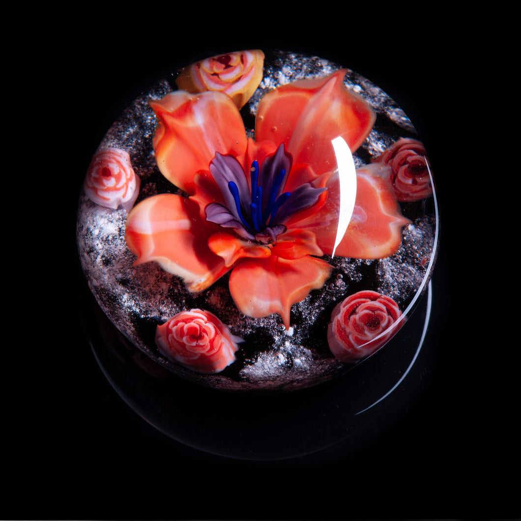 Pink Flower Memorial Ashes Paperweight