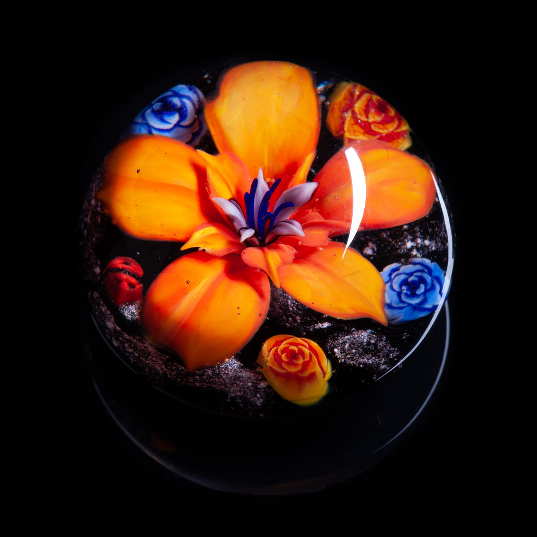 Orange Flower Memorial Ashes Paperweight