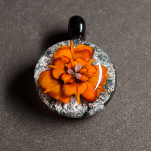 Orange Flower Memorial Pendant