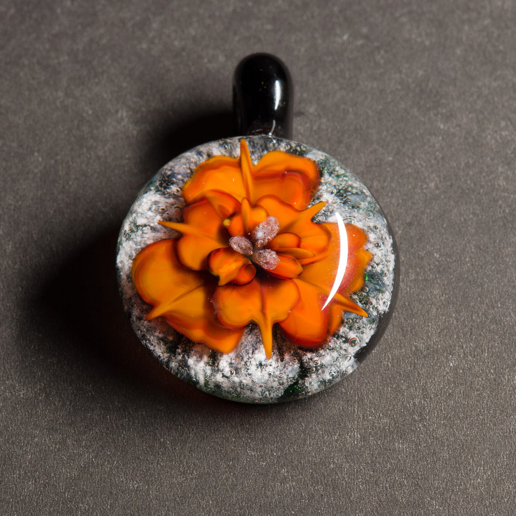 Orange Flower Memorial Pendant